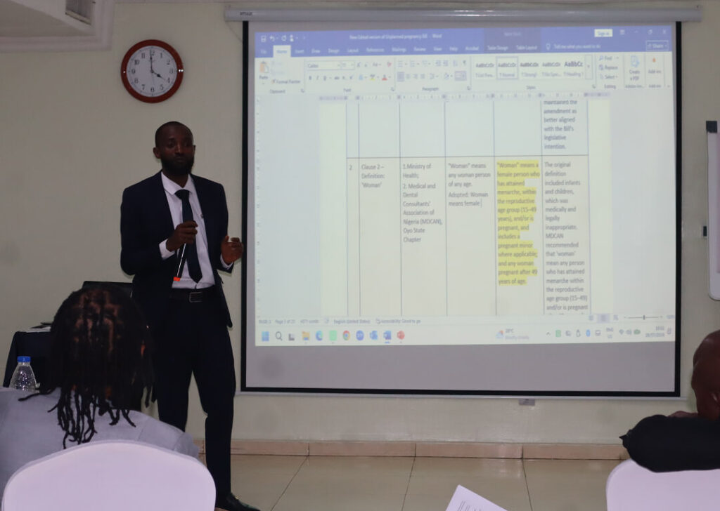 Report On 2-Day Legislative Retreat on Final Review of Draft Oyo State Unplanned Pregnancy and Unsafe Abortion (Prevention and Regulation) Bill